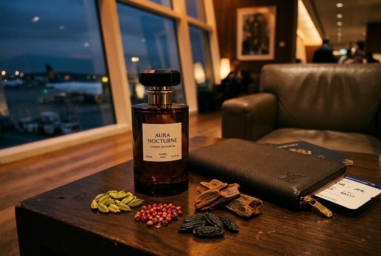 The Airport Aura: Quiet luxury perfume notes of cardamom, vetiver, and amber